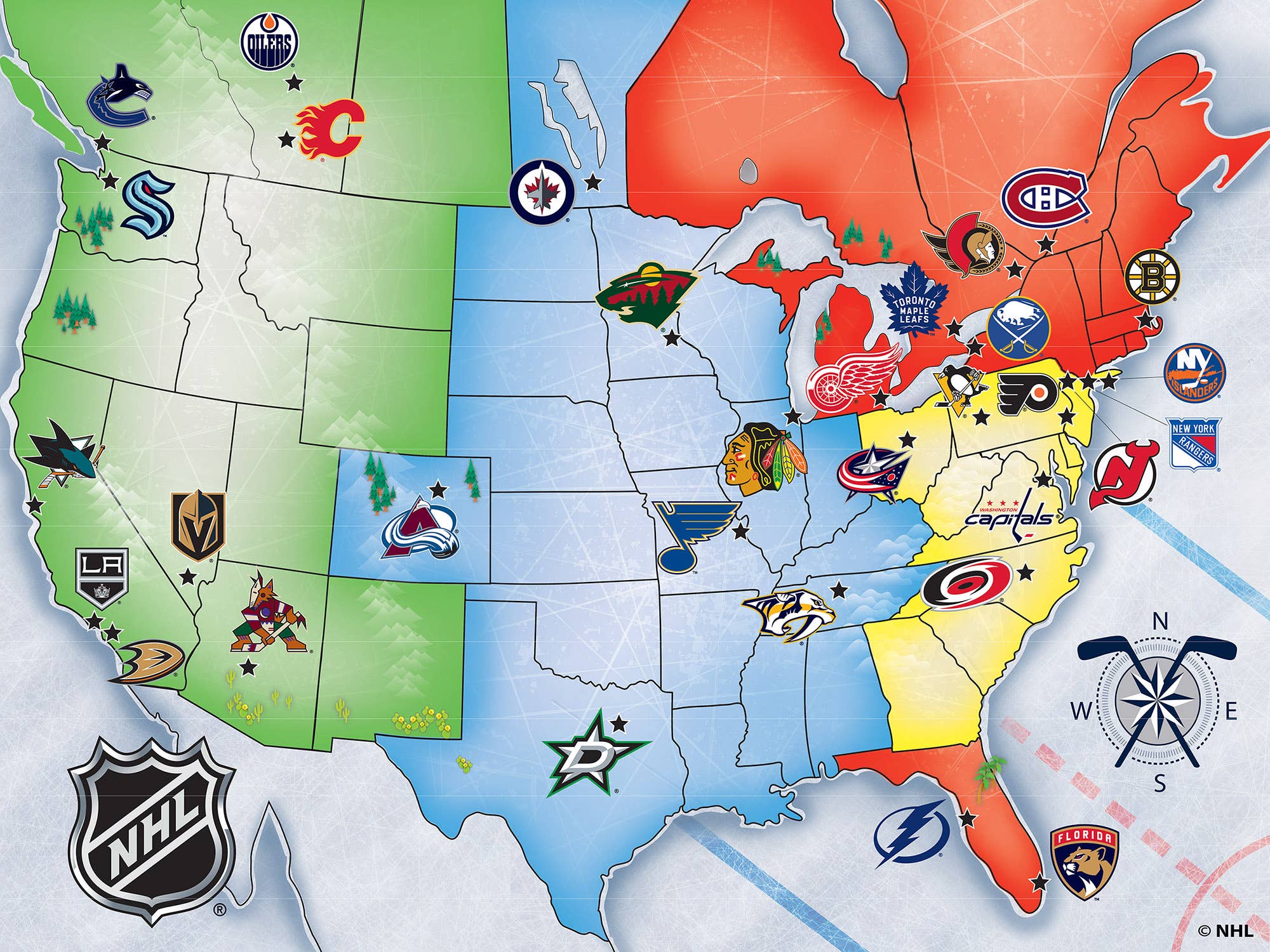 NHL - League Map 500 Piece Puzzle