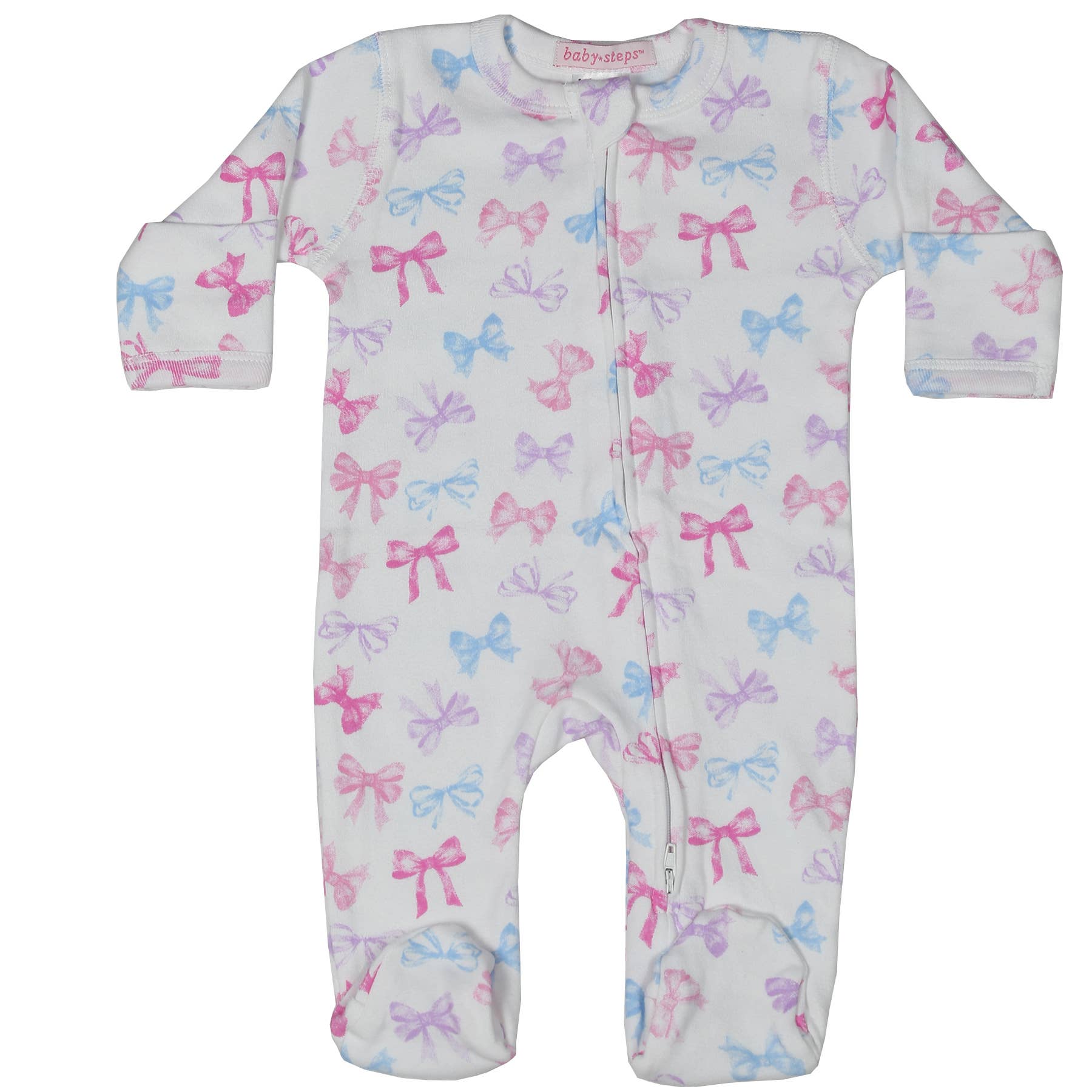 Baby Zipper Footie - Tossed Bow