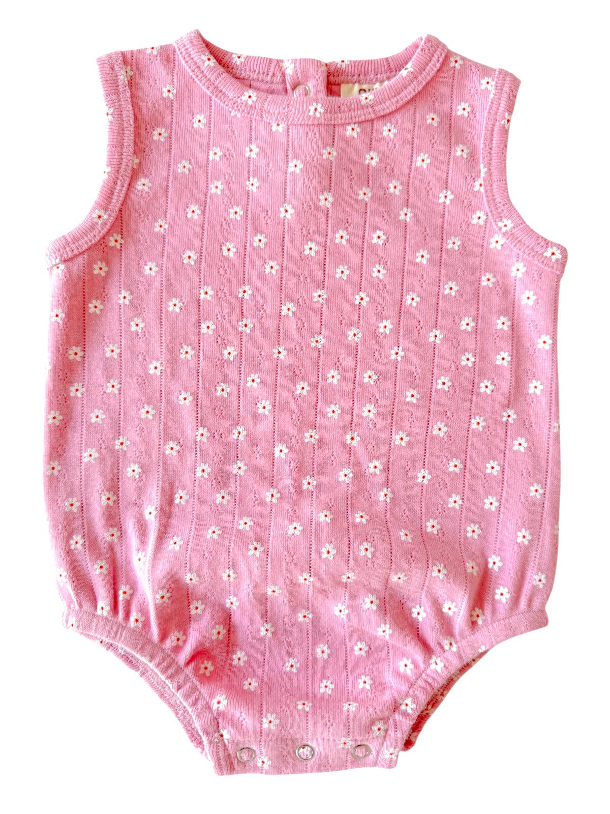 Pink Flower / Organic Pointelle Dune Bubble