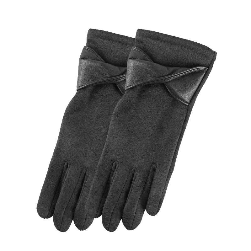 Elegant Suede Thermal Gloves - dark grey
