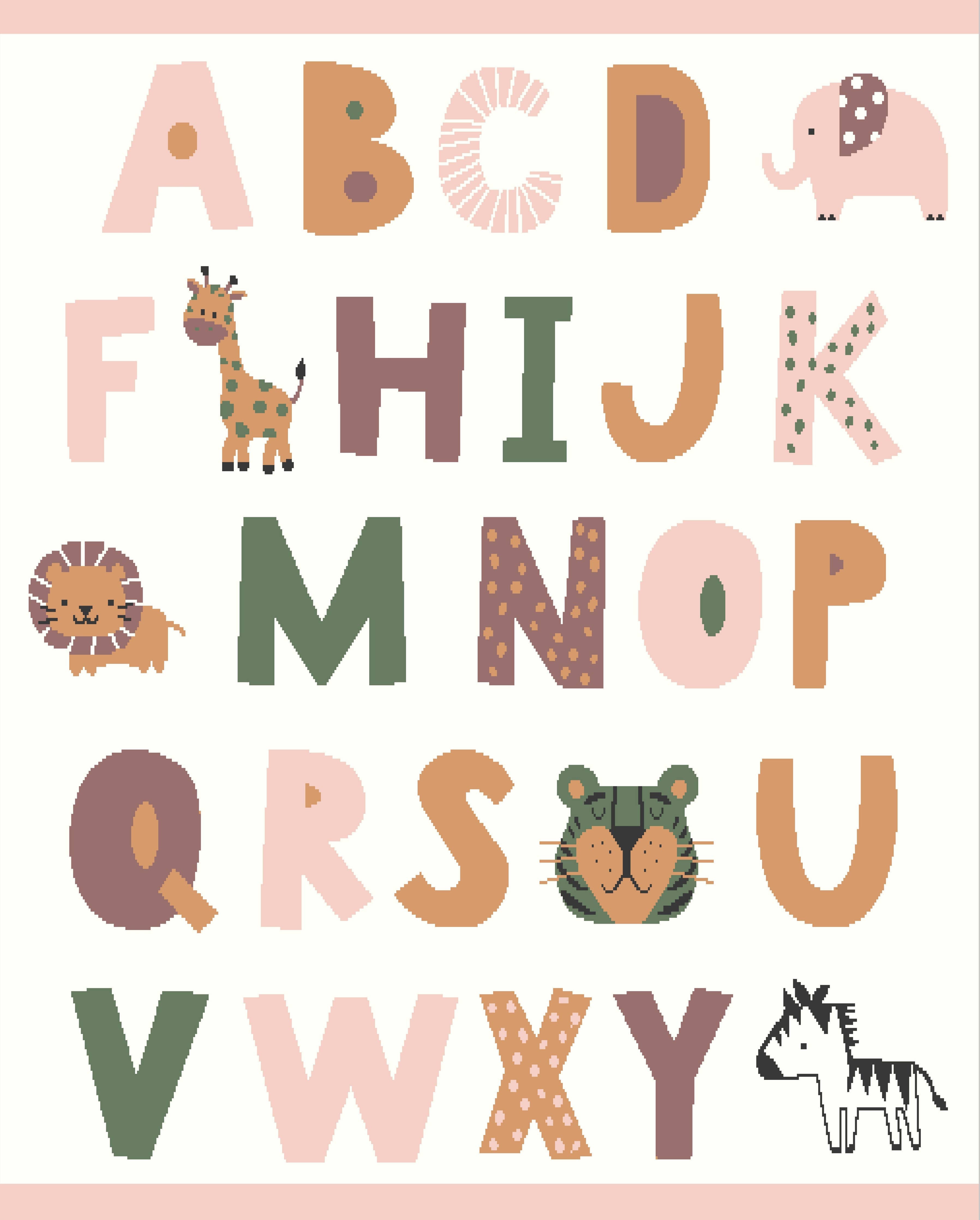 Alphabet pink- Organic Cotton Baby Blanket