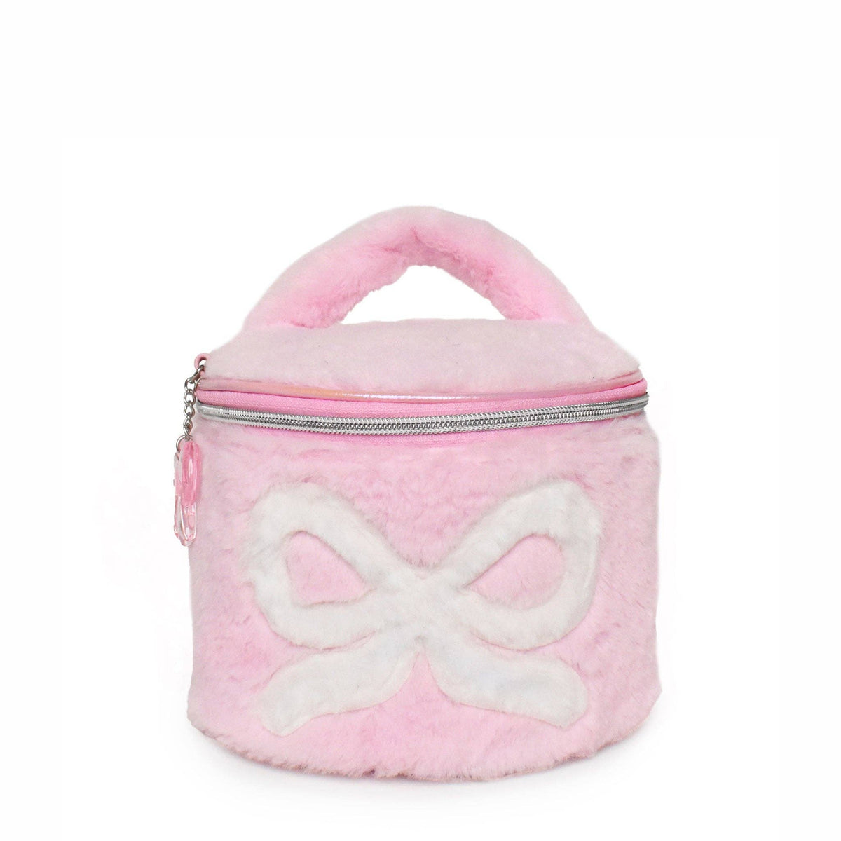 Bow Plush Round Glam Bag with Charm