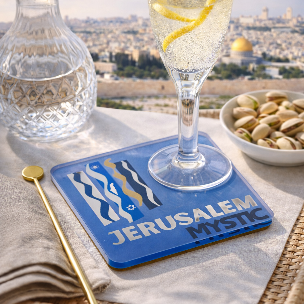 Bon Voyage Acrylic Coasters, Jerusalem with Holder
