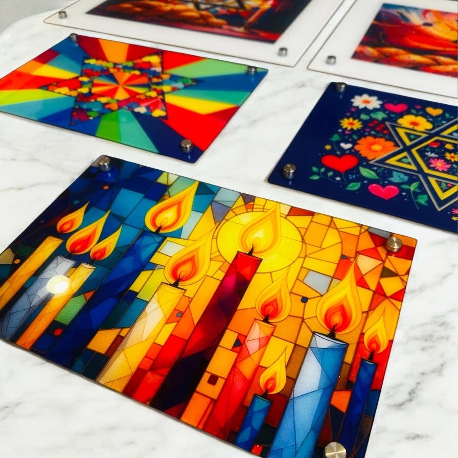 Bougeoir de Shabbat plateau en verre