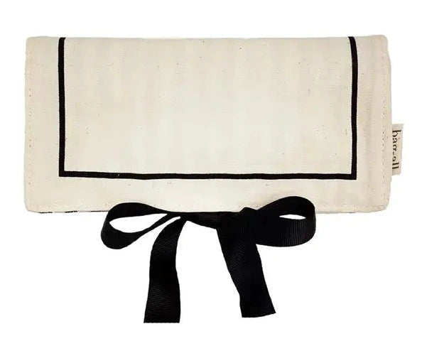 Personalized Jewelry Roll, Travel Pouch, Cream