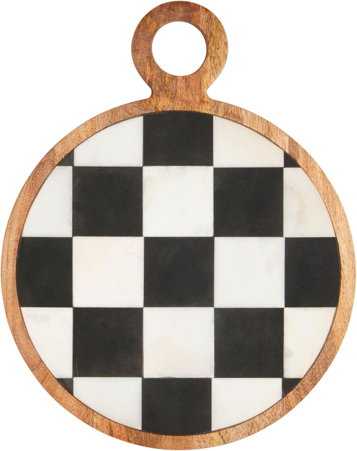 Mud Pie Round Checkered Wood Board