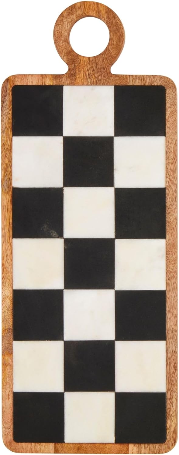 Mud Pie Checkered Wood Board Long