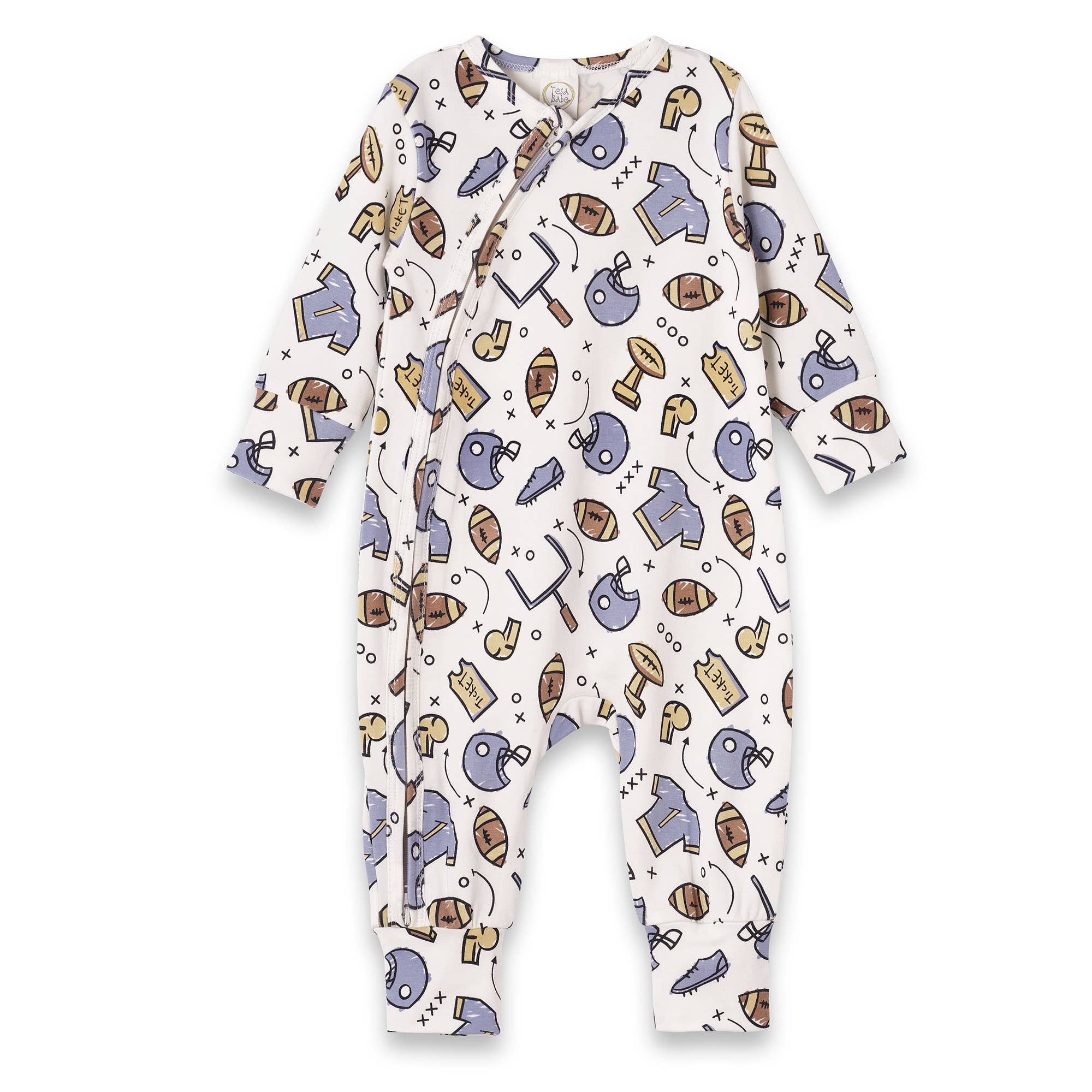 Bamboo Football Baby Zipper Romper