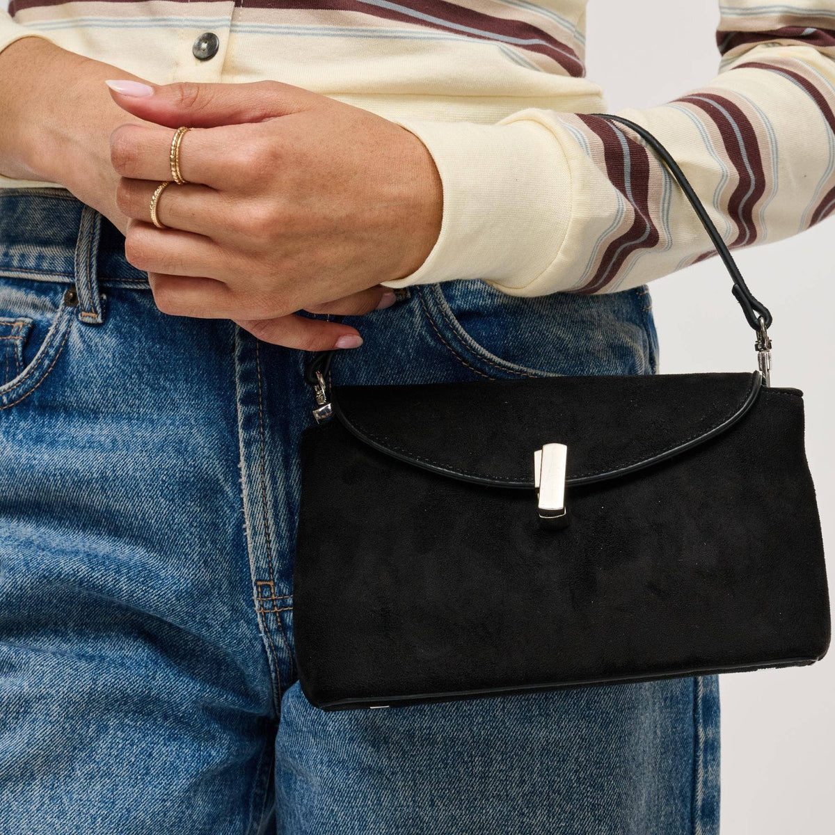 Vegan leather shoulder/crossbody bag - black