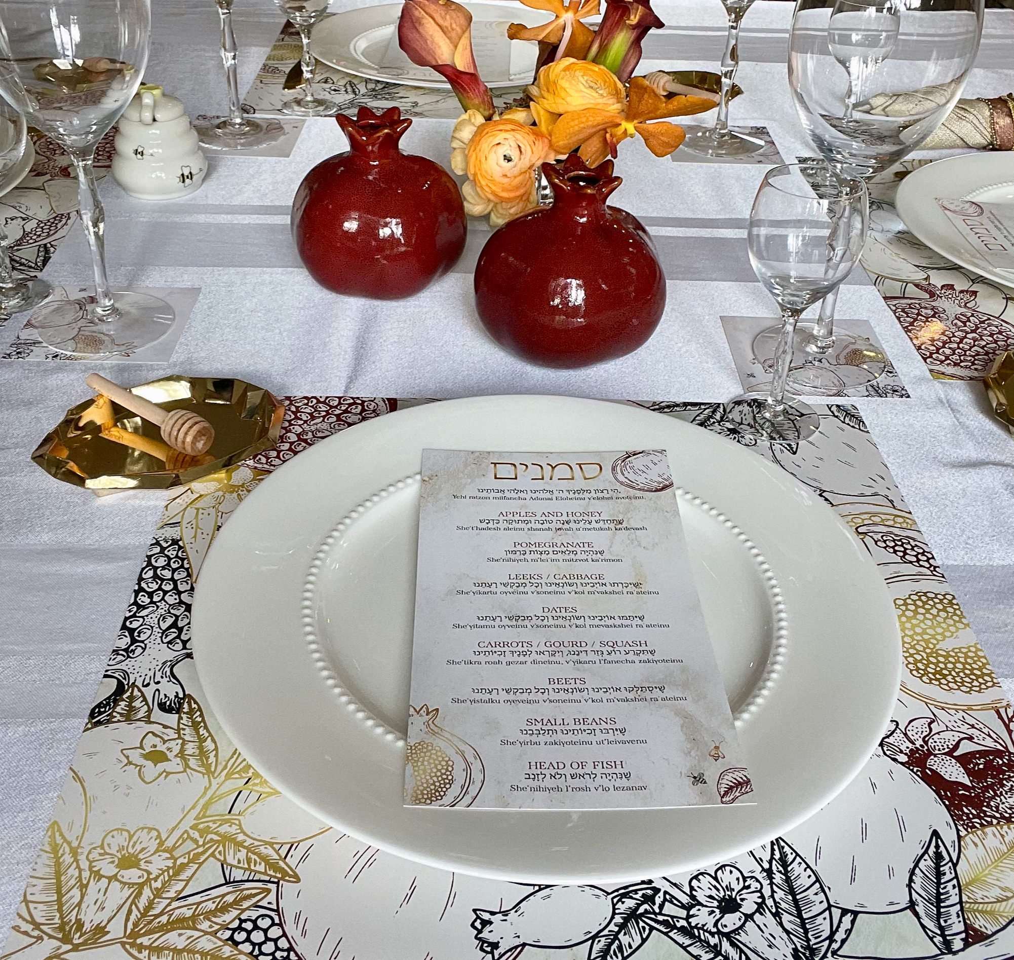 APPLES AND POMS PLACEMATS and coasters SET OF 12