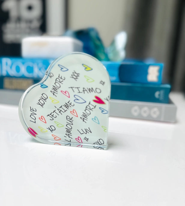 Love in Languages Crystal Heart Decor