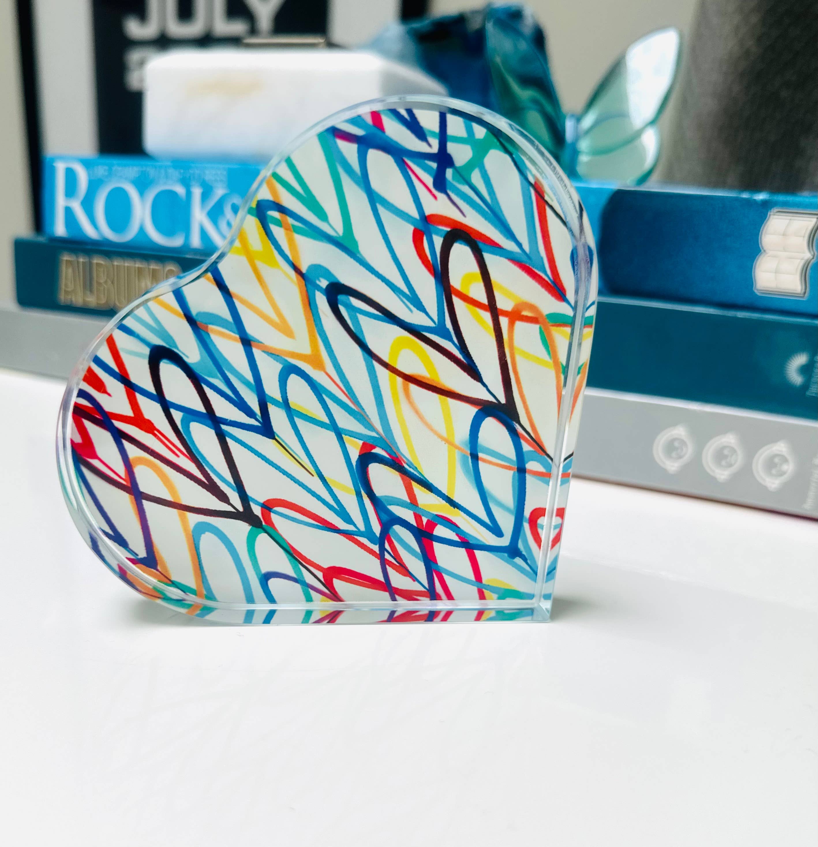 Colorful Graffiti Hearts Crystal Heart Decor