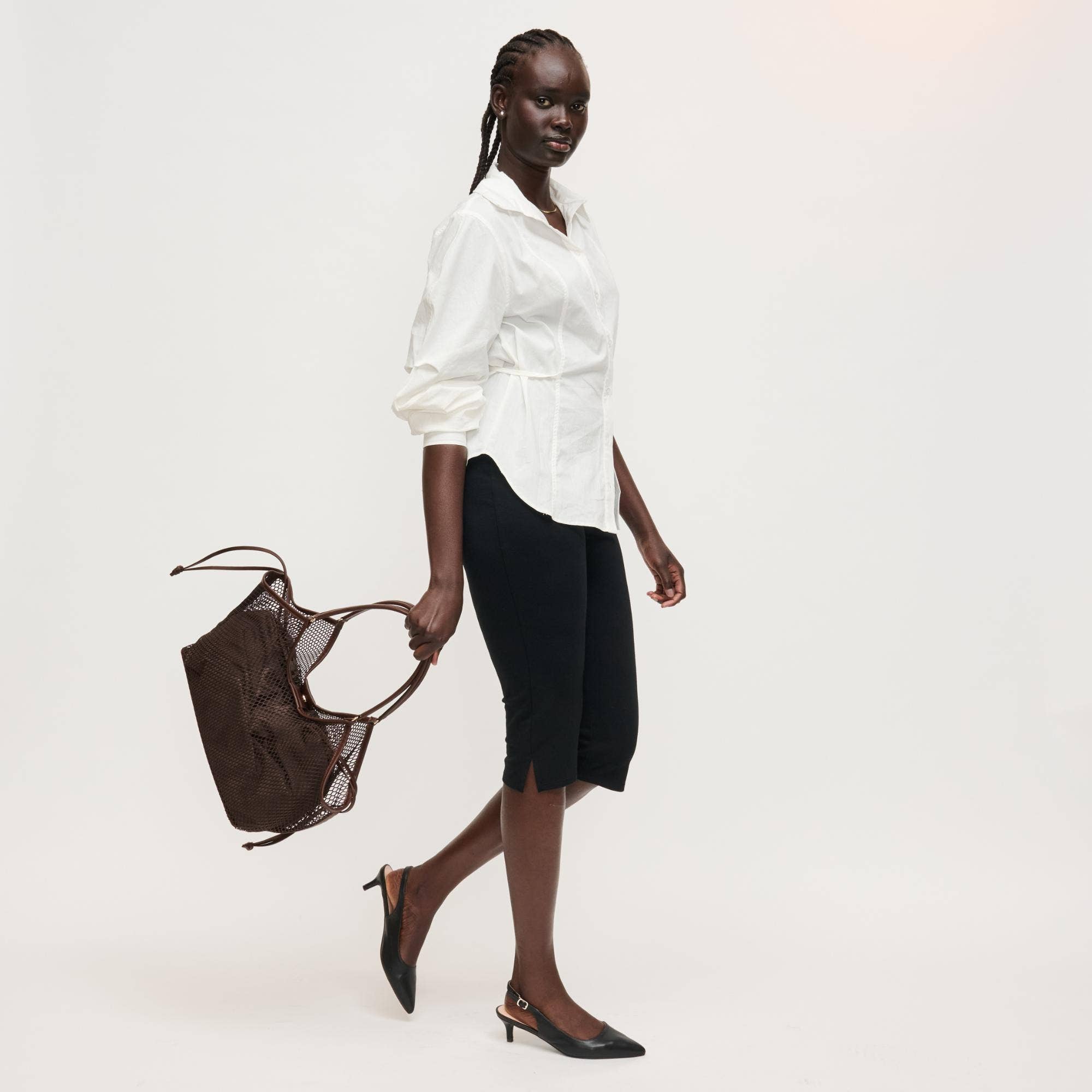 Sac cabas en filet - chocolat