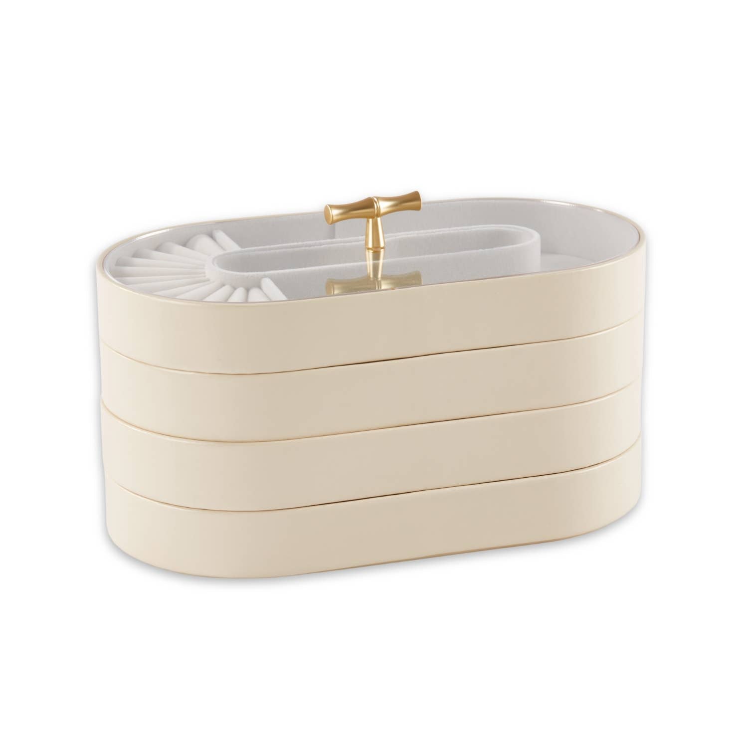 Personalized 4-tier Jewelry Tray Cream