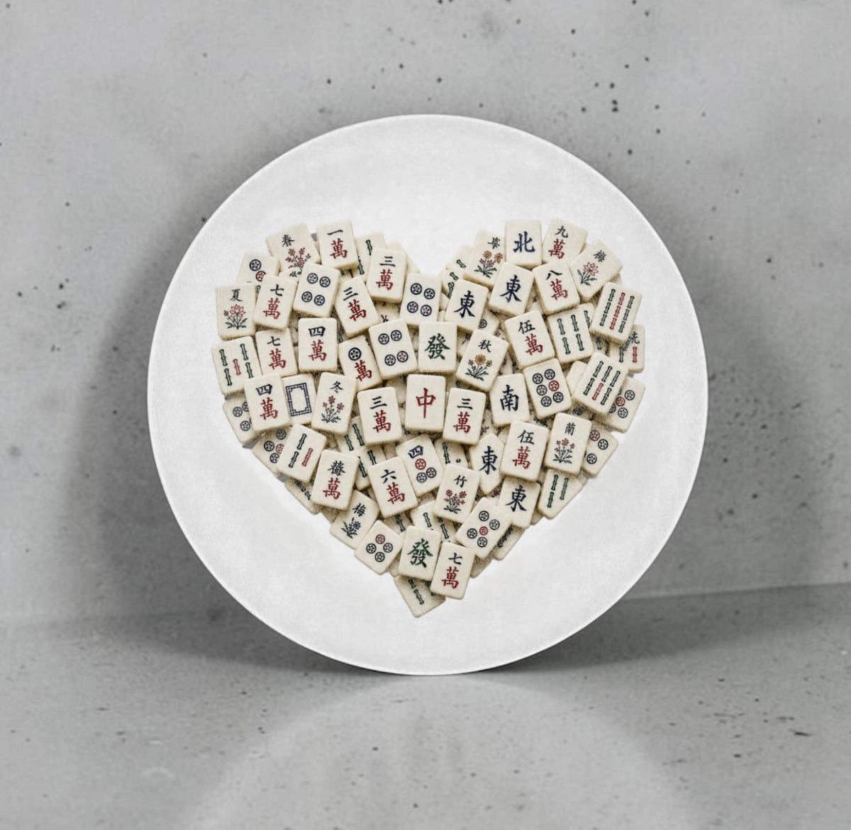 Mahjong Tiles Heart Serving Board