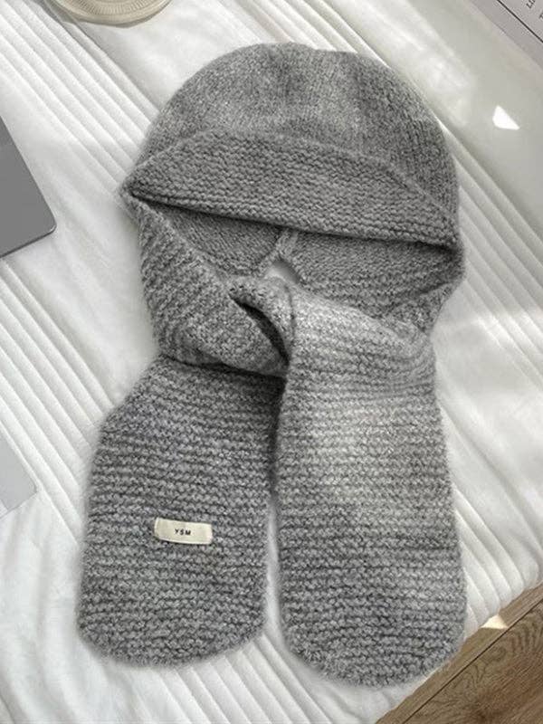 Split-Joint Knitted Hat - grey