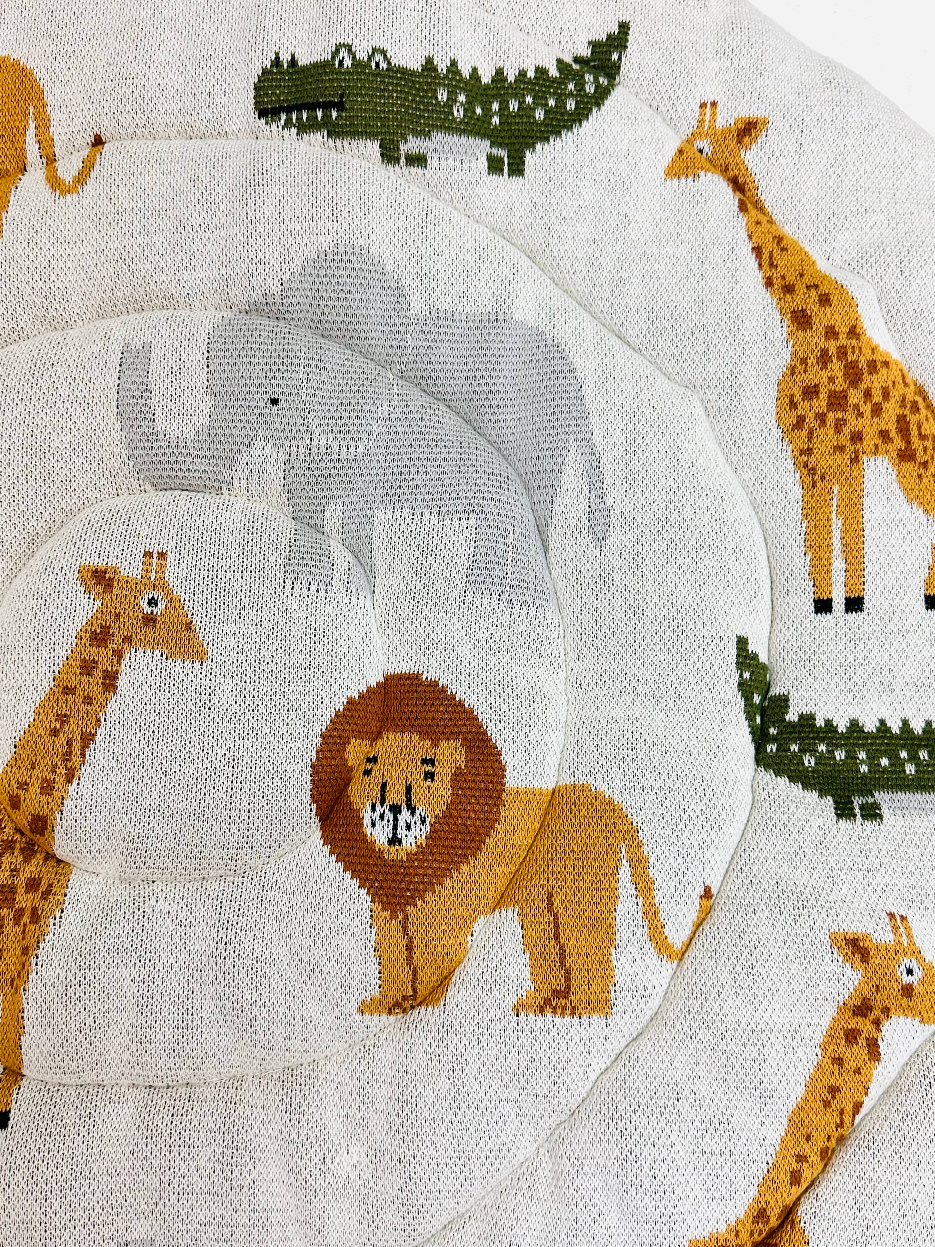 Safari Friends Organic Cotton Knit Baby Padded Round Playmat