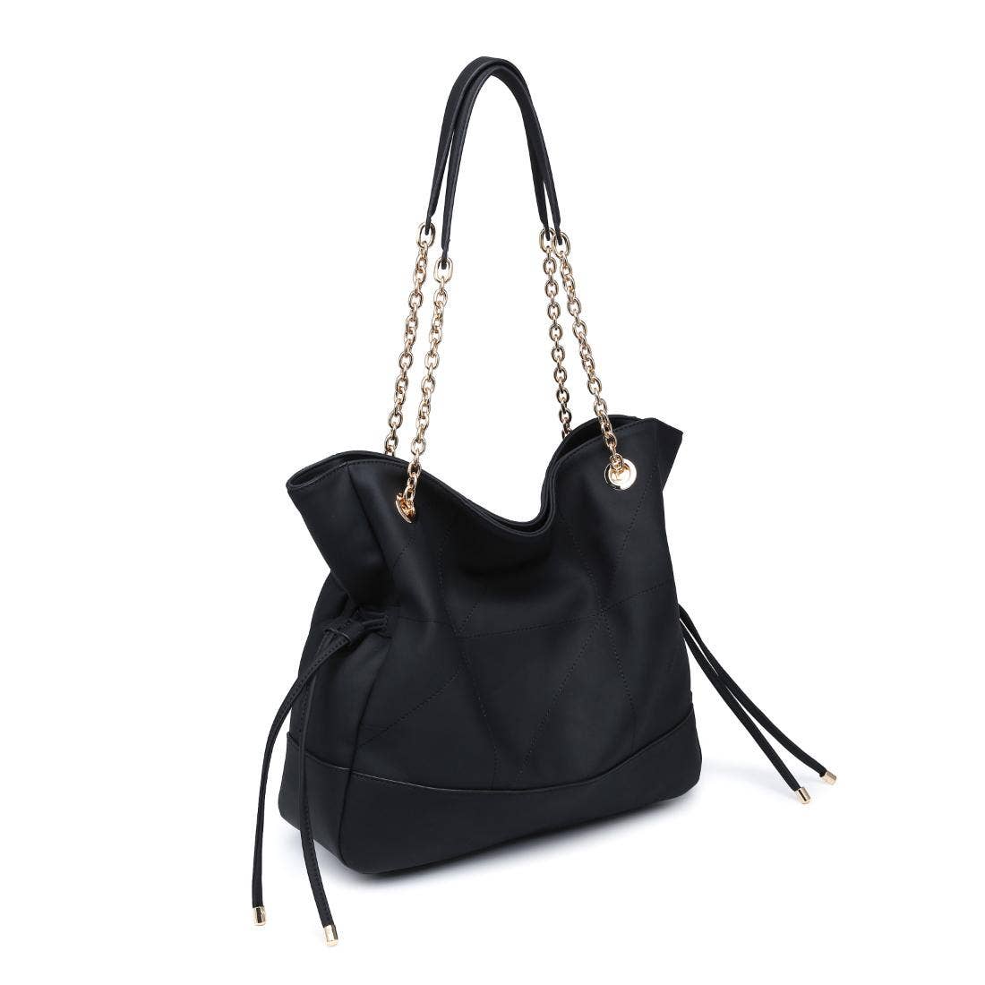Cinched quilted Tote - black