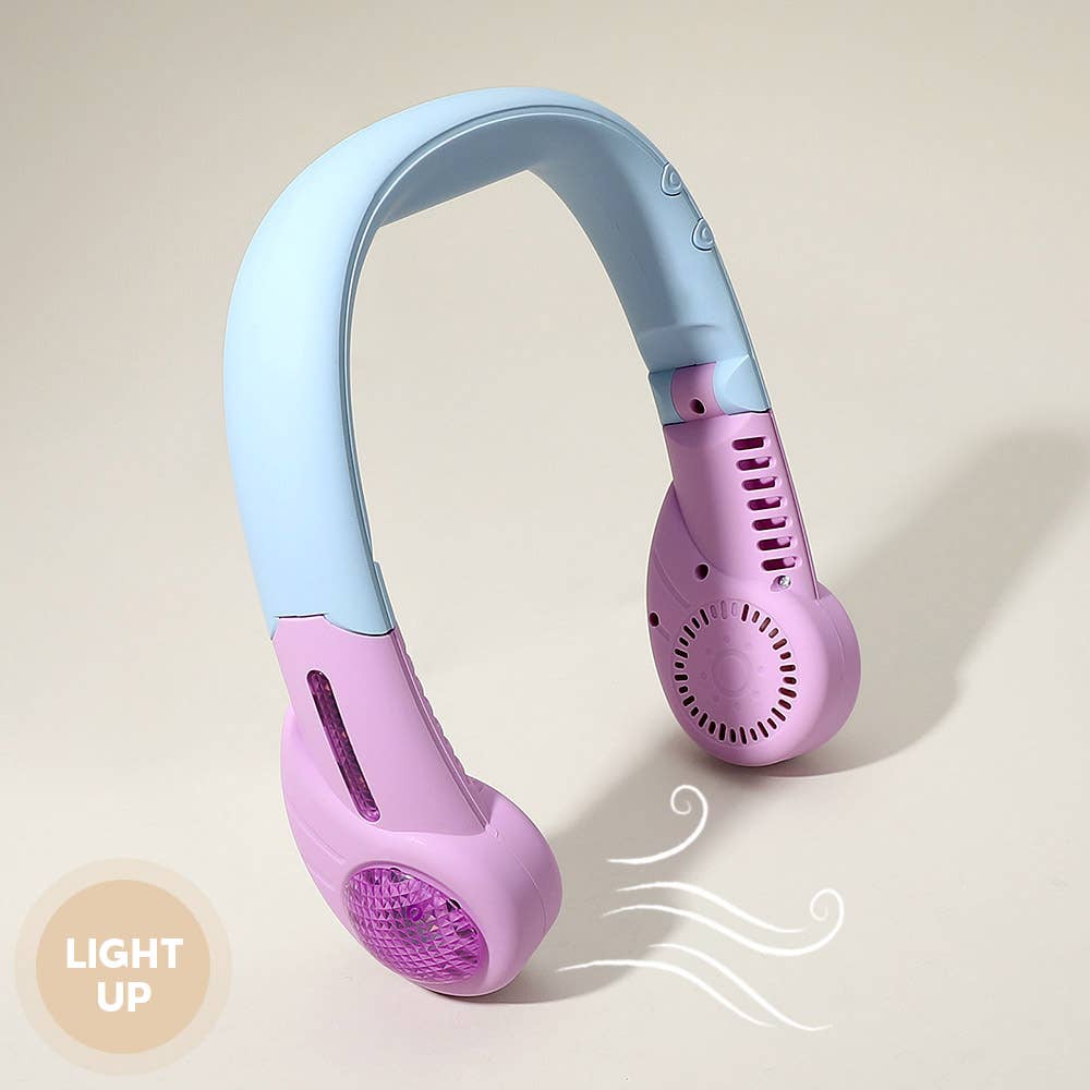 Light Up Foldable Portable Neck Fan - Blue Purple