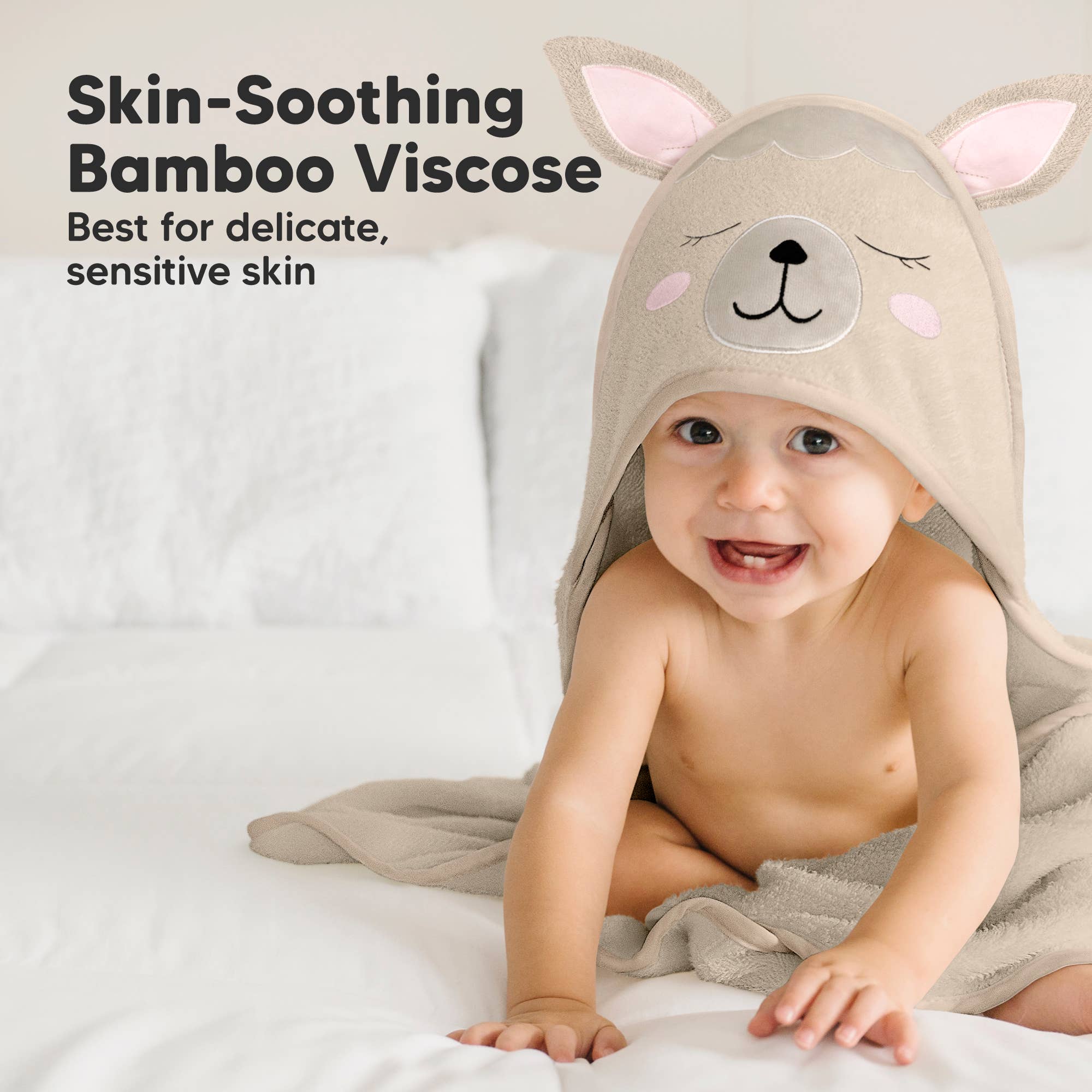Personalized Cotton Bamboo Hooded Towel - Alpaca