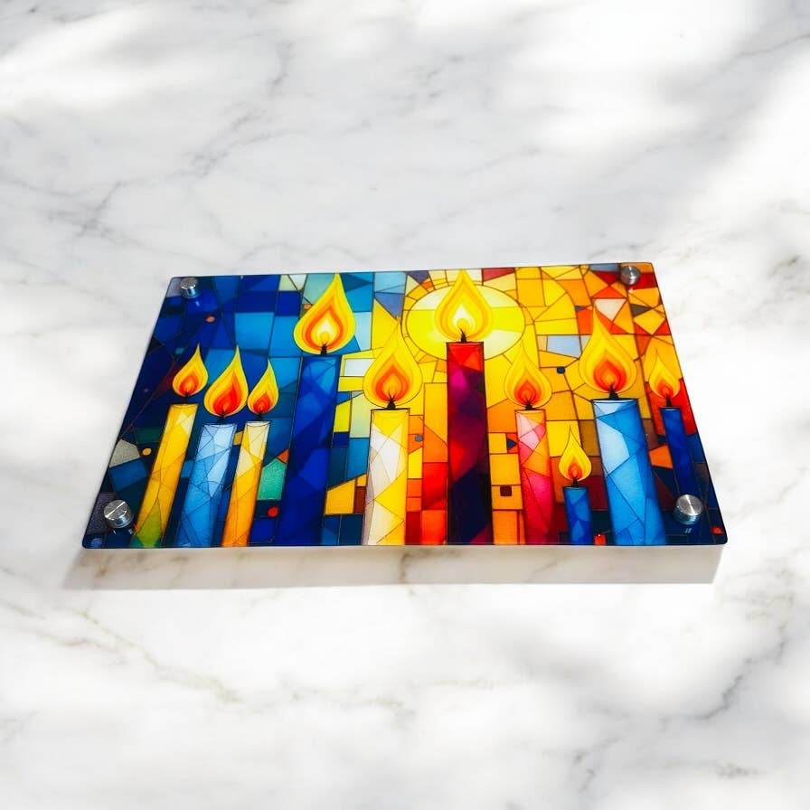 Bougeoir de Shabbat plateau en verre