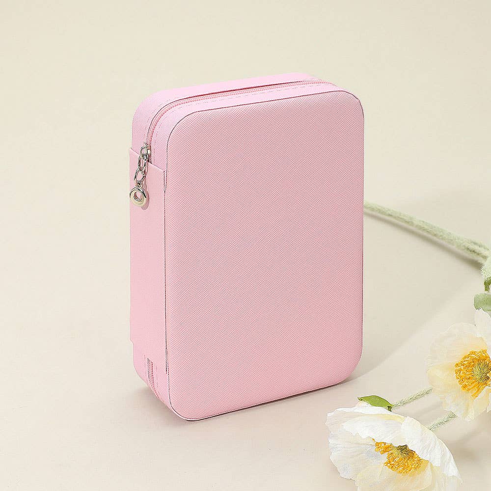 Personalized Faux Leather Portable Jewelry Box, pink
