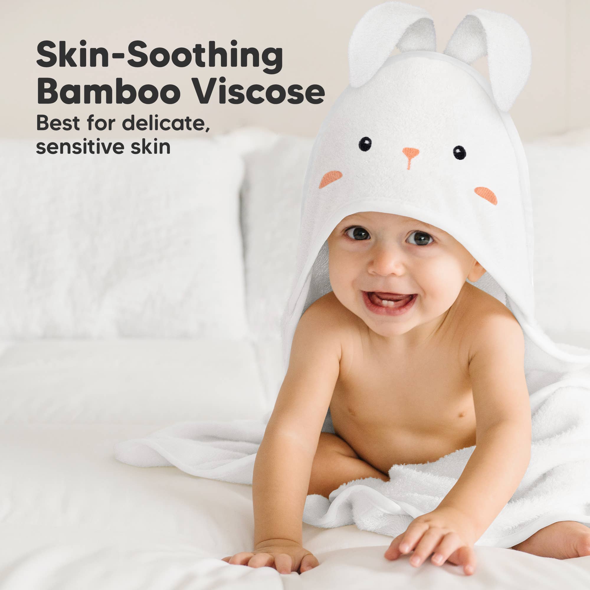 Personalized Cotton Bamboo Hooded Towel - Bunny