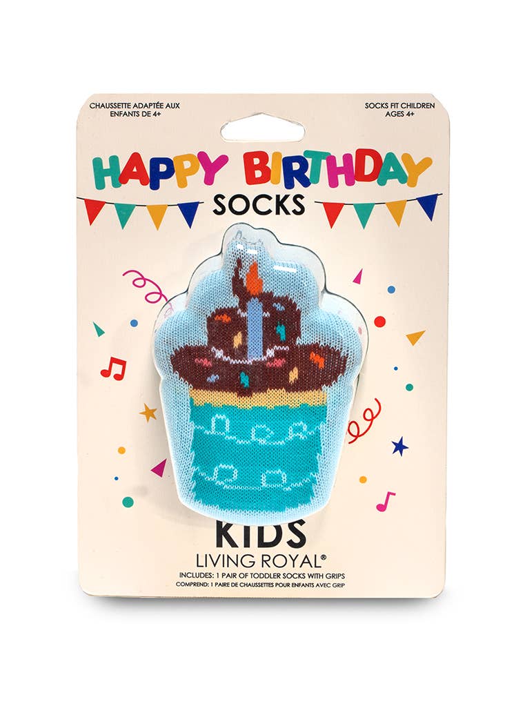 3D Packaged Crew Socks - Kids - Birthday Cupcake