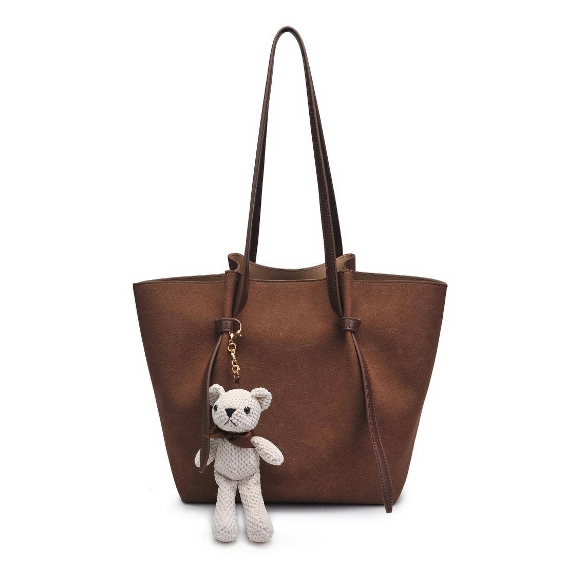 Sac fourre-tout en chocolat végan avec breloque