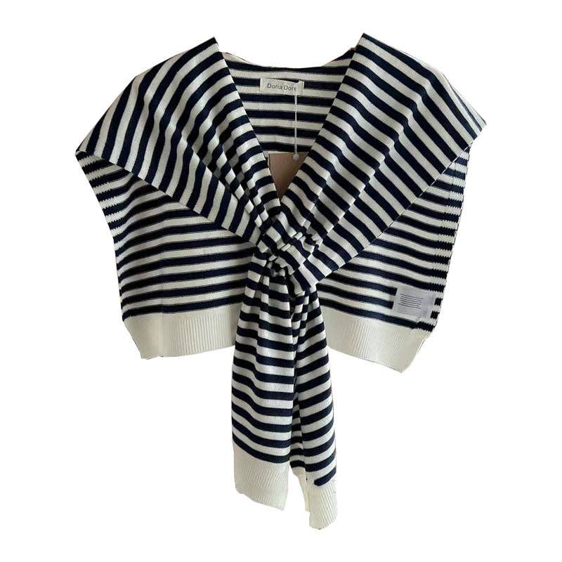 Striped Design Knotless Shawl