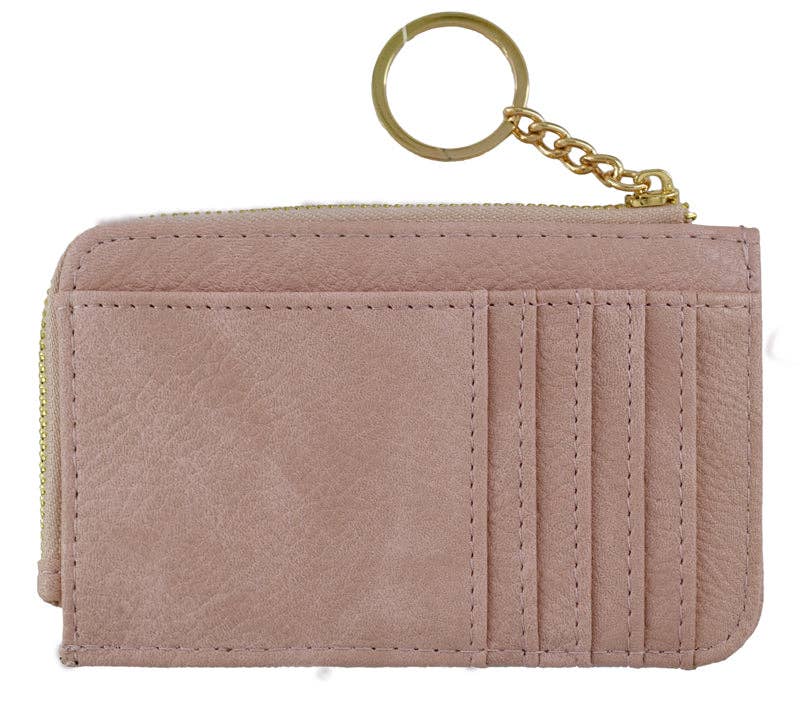 Faux Leather Card Holder Wallet - blush