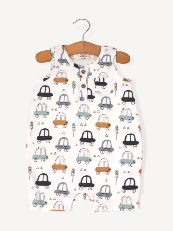 Barboteuse sans manches pour bébé Cars Henley (mousseline biologique)