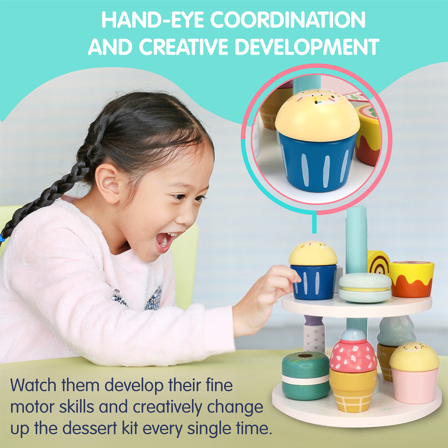 19-Piece Wooden Kid’s Bakery Play Set