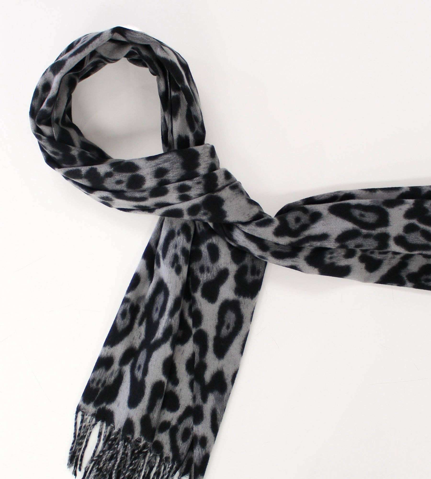 Animal Print Scarf - Grey