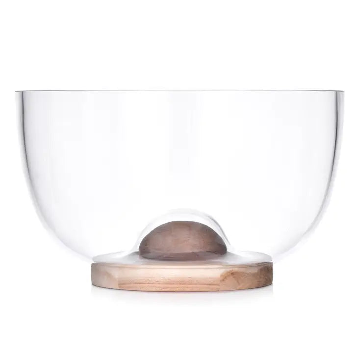 Acacia Wood and Glass Serving Bowl