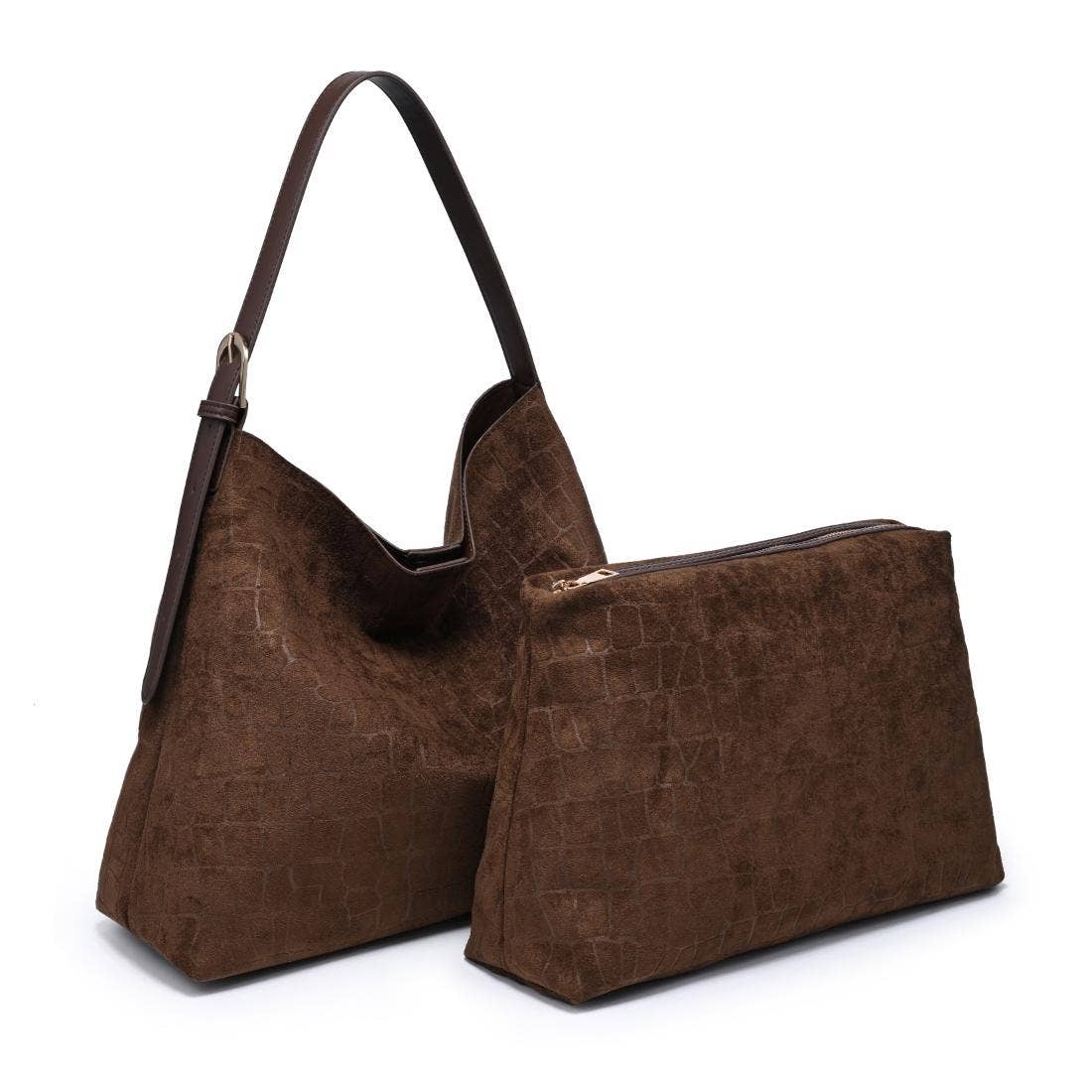 Croc suede shoulder Tote