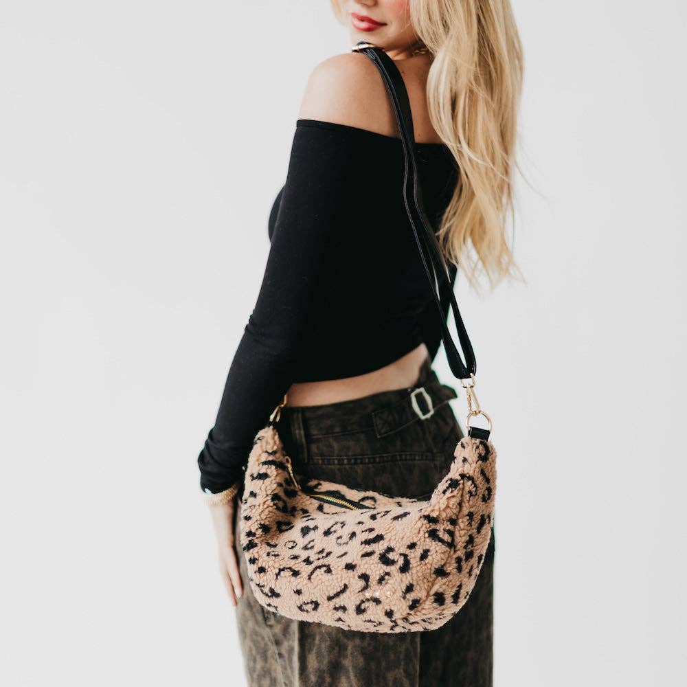Leopard Sherpa Crossbody Bag