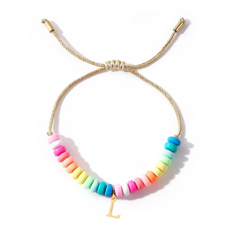 Rainbow beaded Initial Bracelet