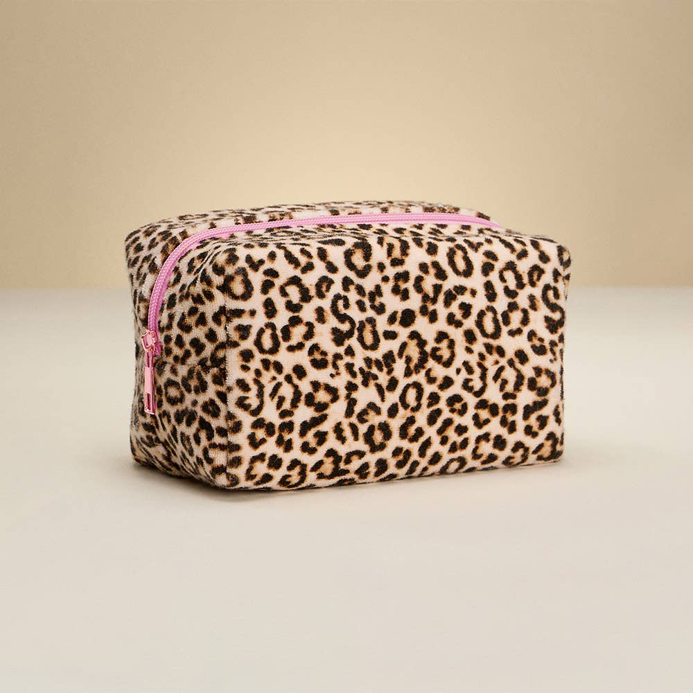 Leopard Pattern Print Cosmetic Bag, Medium