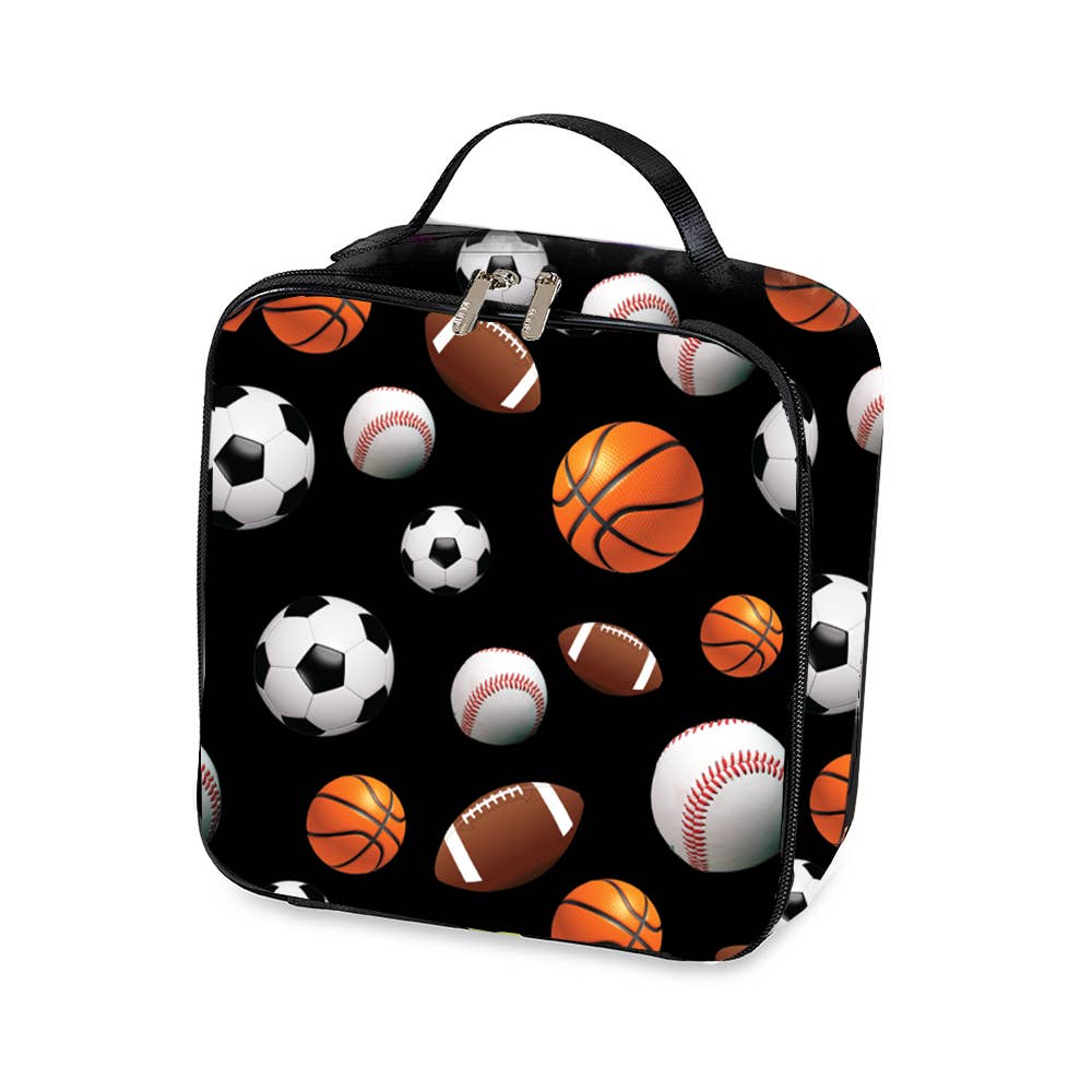 Black Sports Insulated Canvas Lunch Box