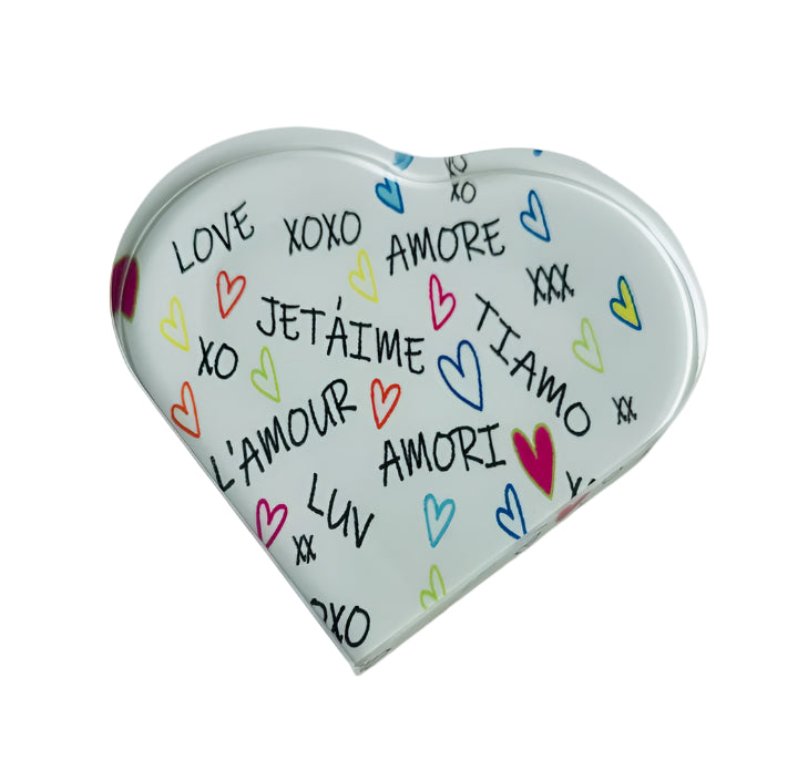 Love in Languages Crystal Heart Decor