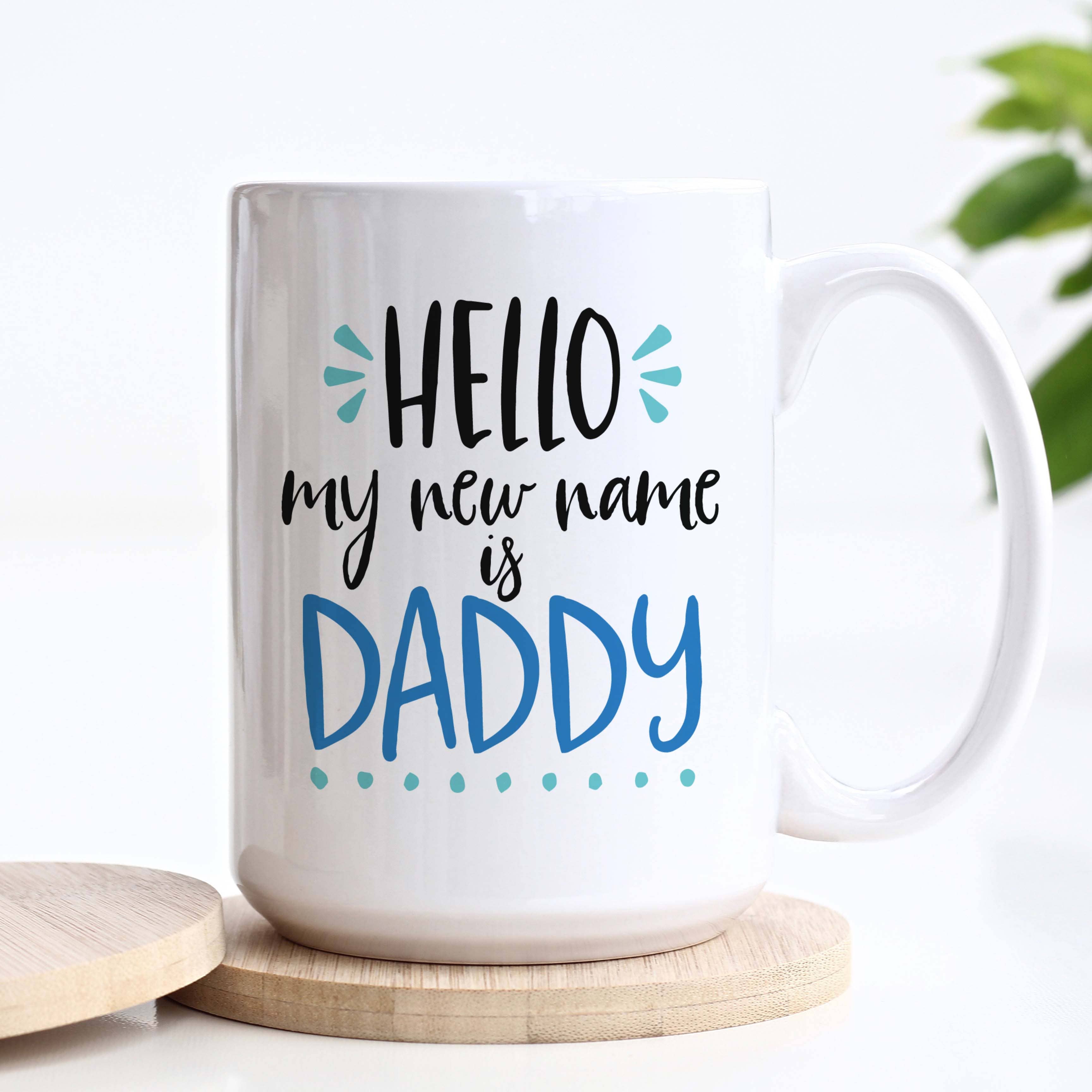 Tasse « Bonjour, mon nouveau nom est papa »