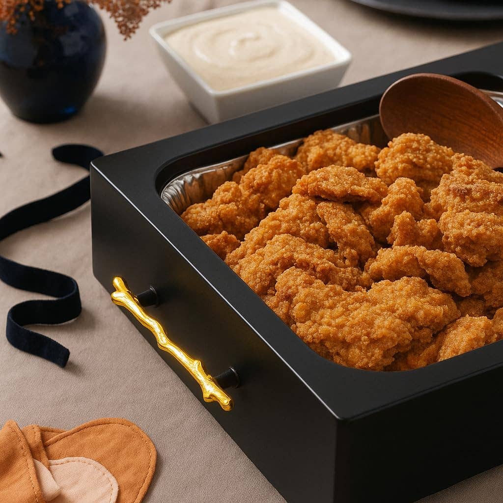 Clear Pan Server with Lid, Black & Gold