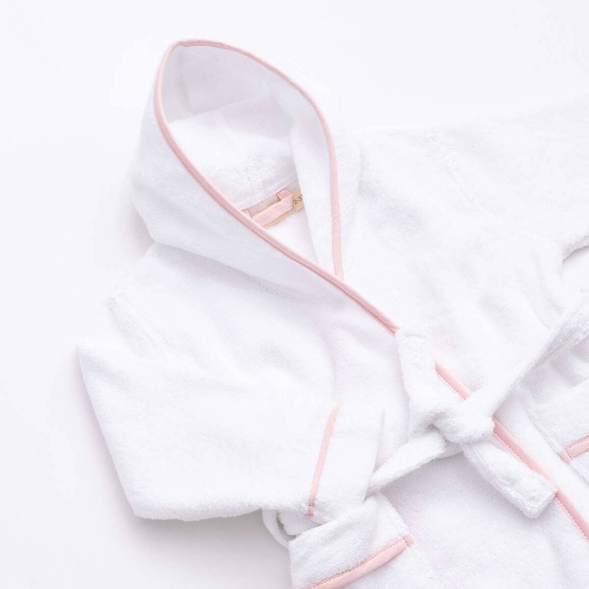 Personalized Terry Bathrobe - White + Pink