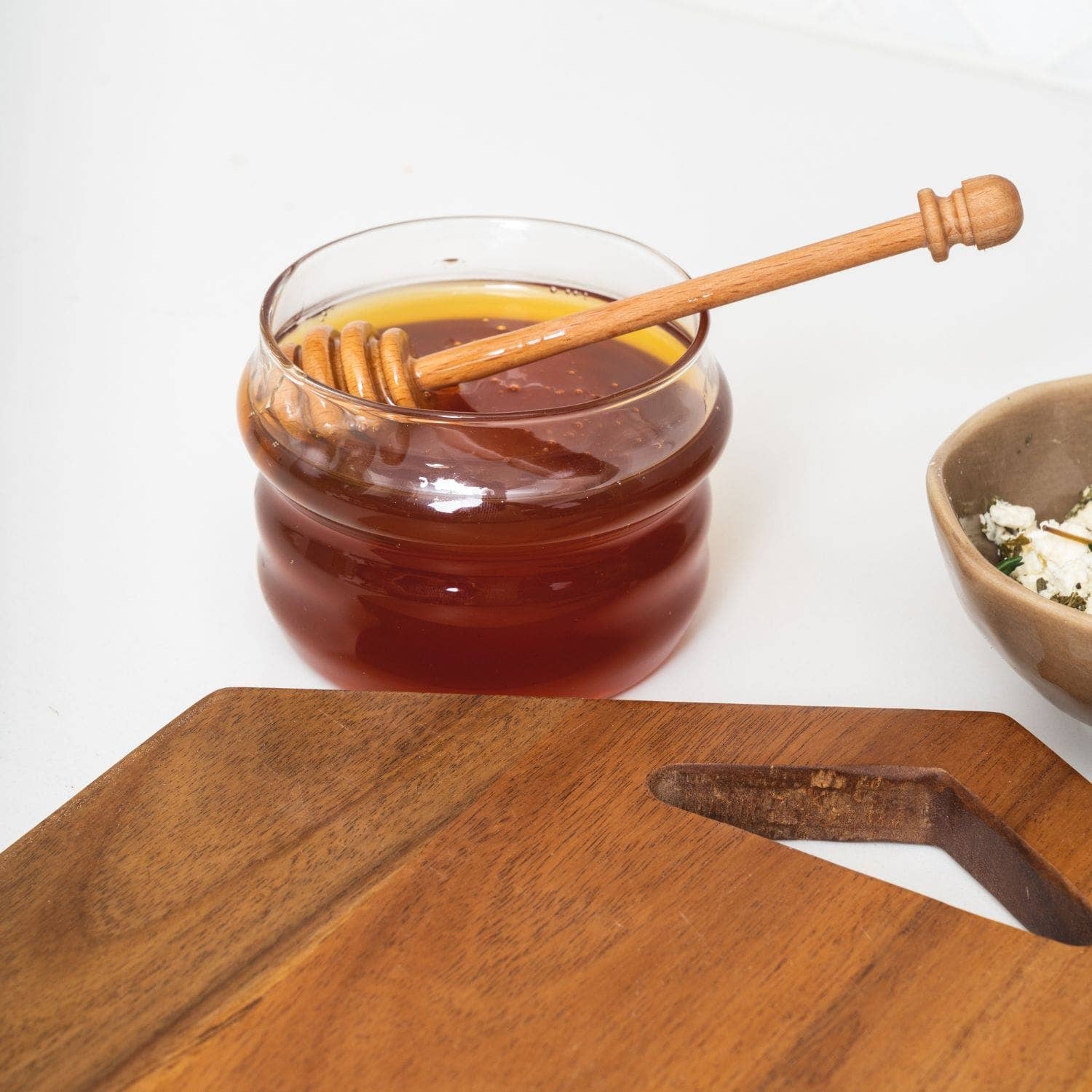 Glass Honey Jar & Wood Dipper