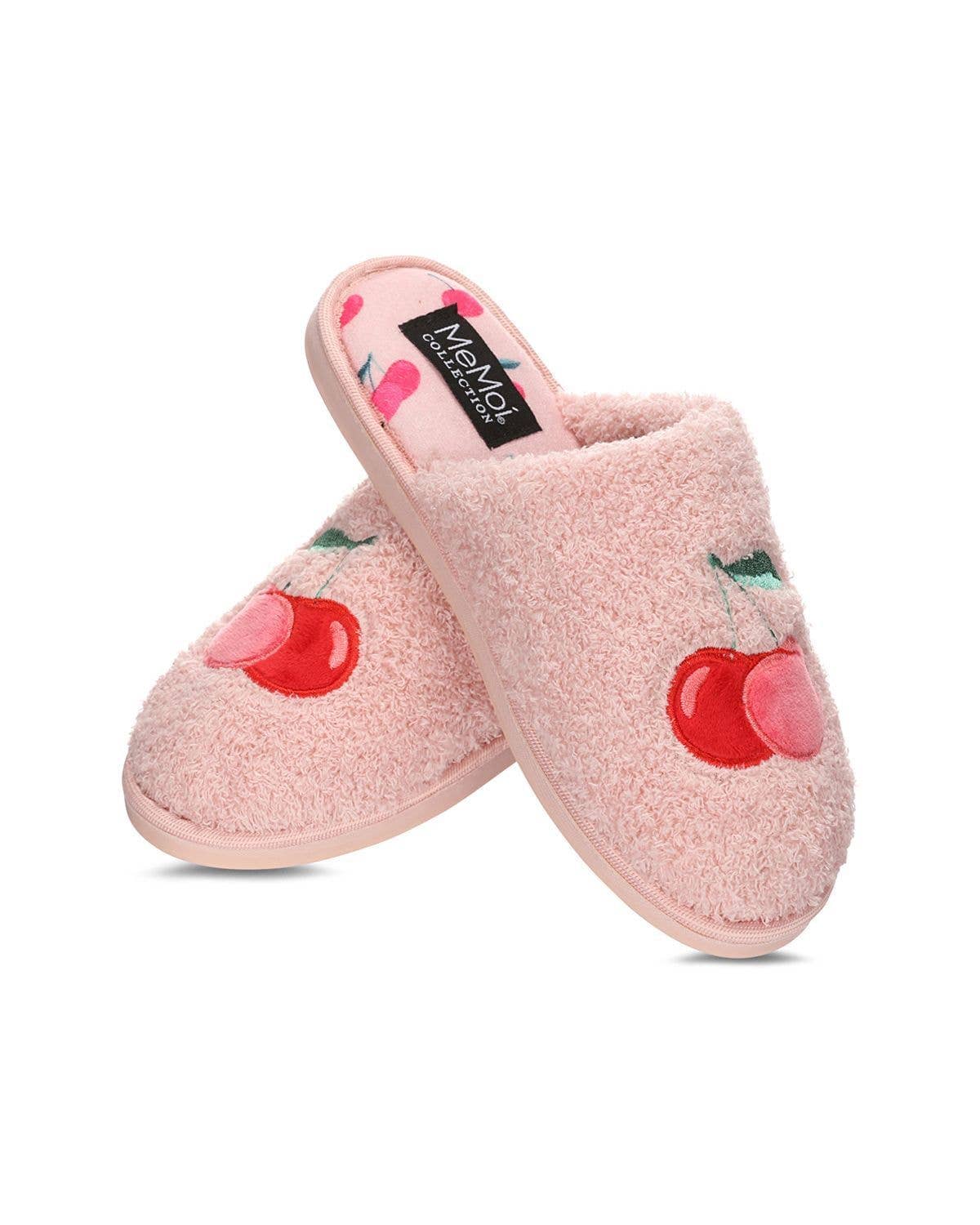 Chaussons en tissu éponge cerise