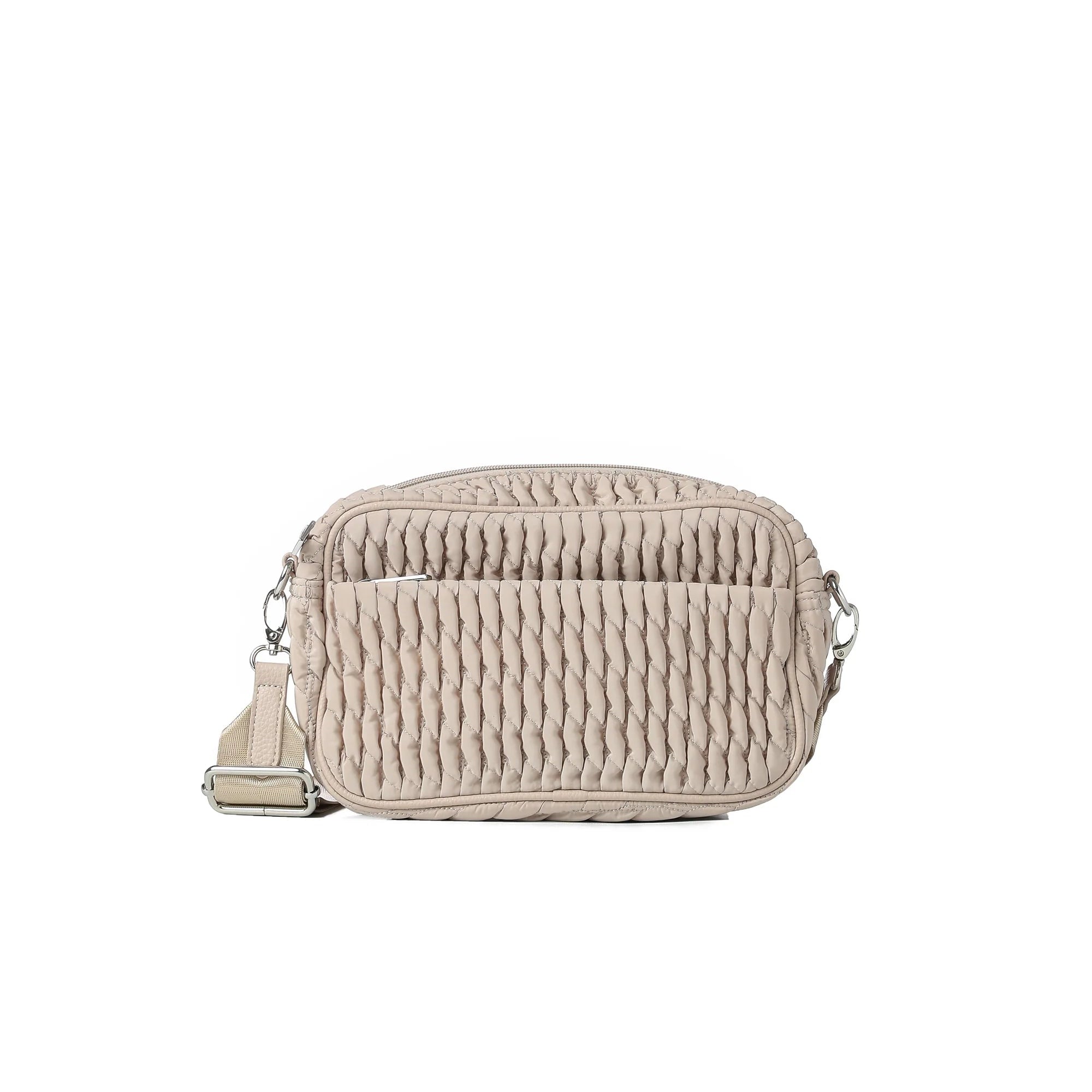 Nylon puckered Crossbody- linen