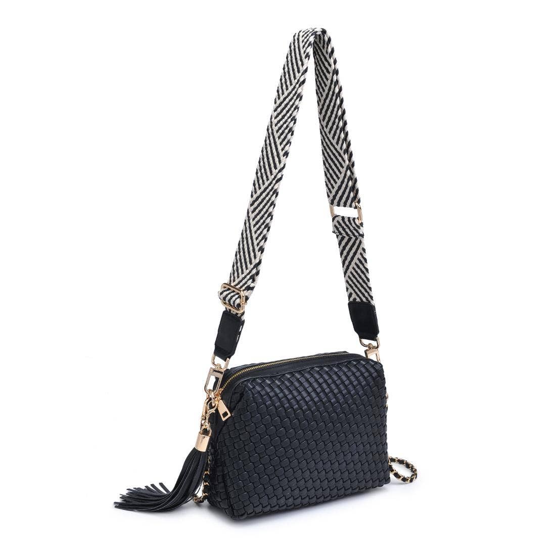 Woven Crossbody - black