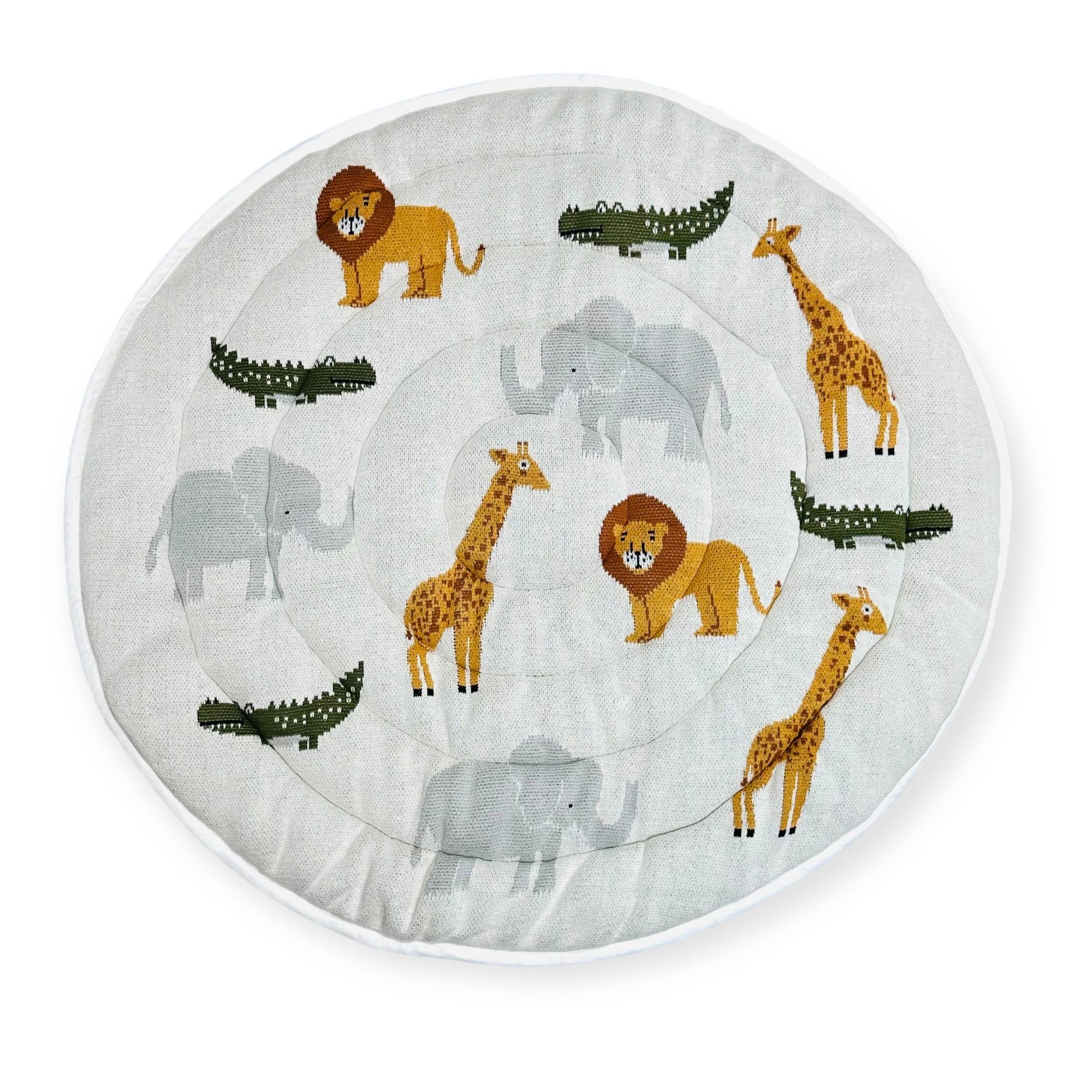 Safari Friends Organic Cotton Knit Baby Padded Round Playmat