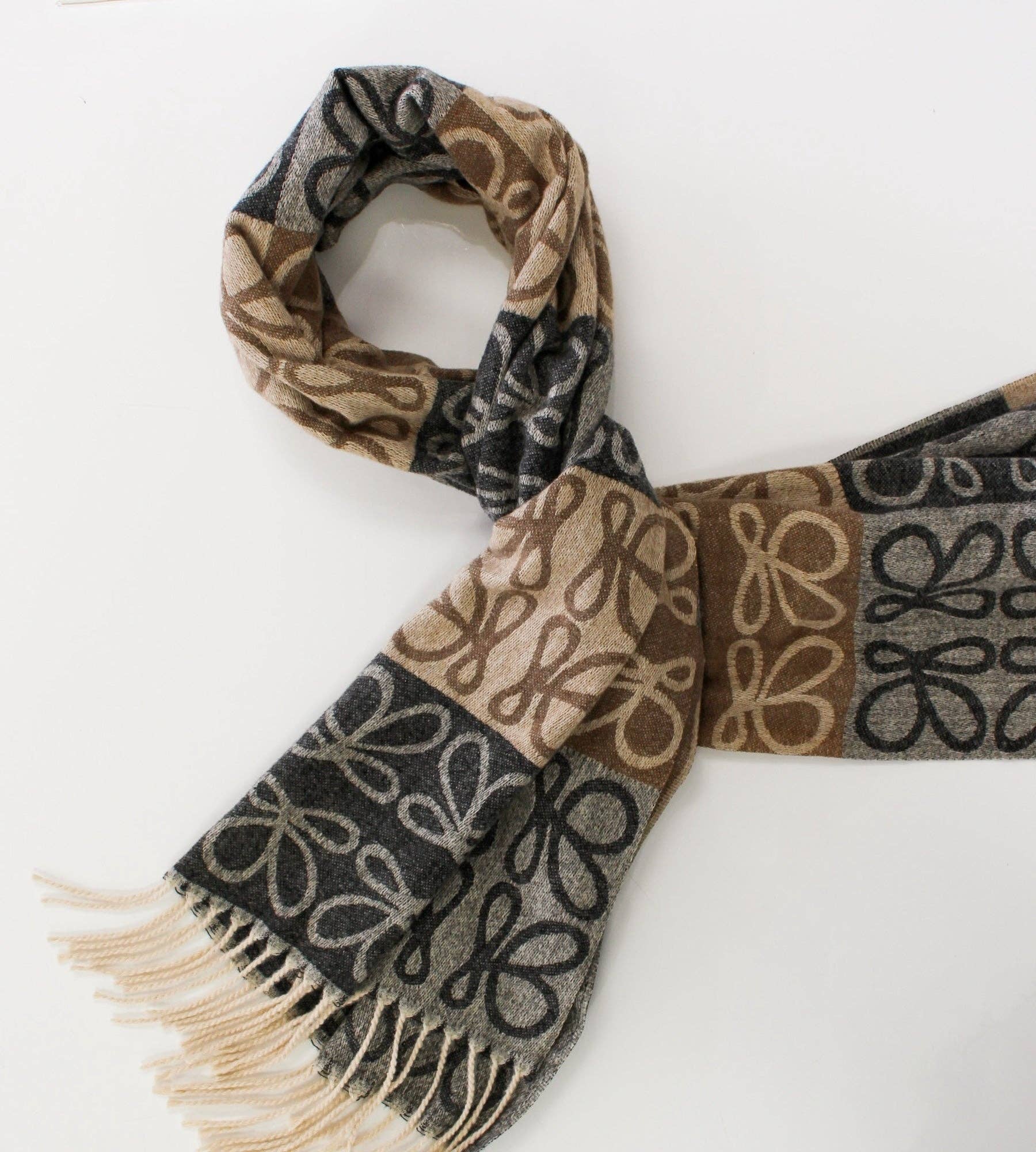 Double-sided Winter Scarf - multi brown